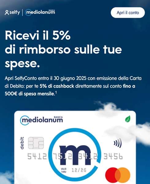 selfyconto rimborso 5 per cento