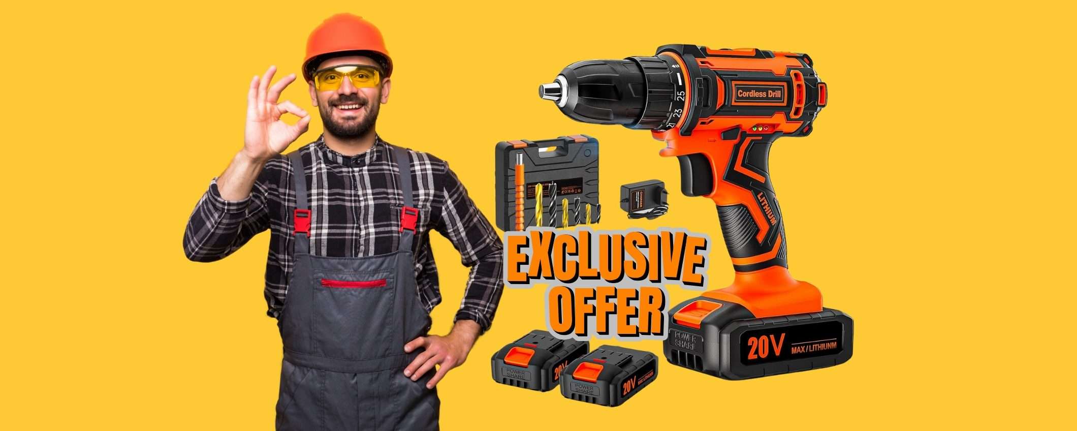 Solo 39€ e puoi avere un trapano avvitatore con 2 batterie, valigetta e accessori