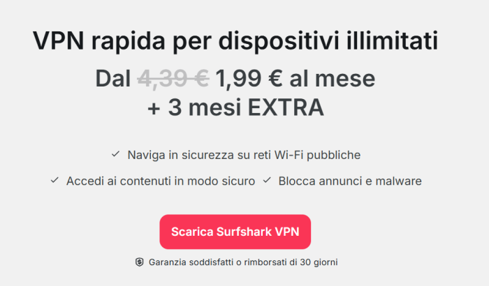 surfshark vpn sconto