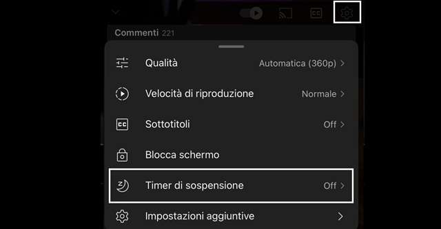 Il timer di sospensione per gestire la visione dei video