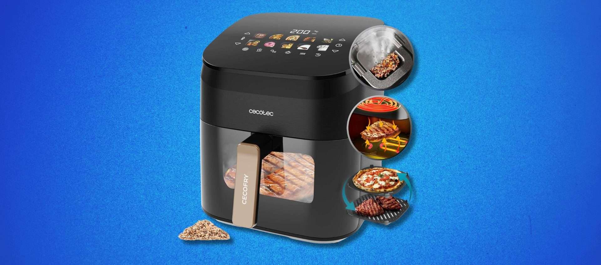 Cecotec Cecofry&Grill Smokin’ 6500 a 73,90€: friggitrice ad aria con grill e affumicatore