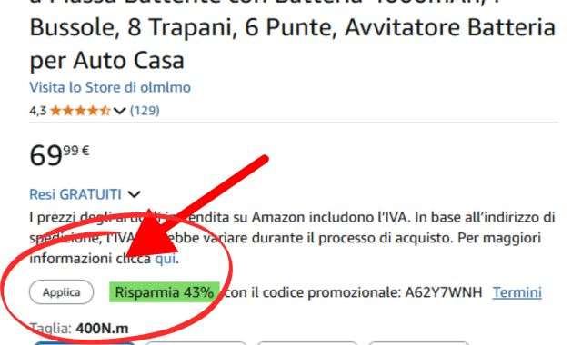 Codice promozionale trapano