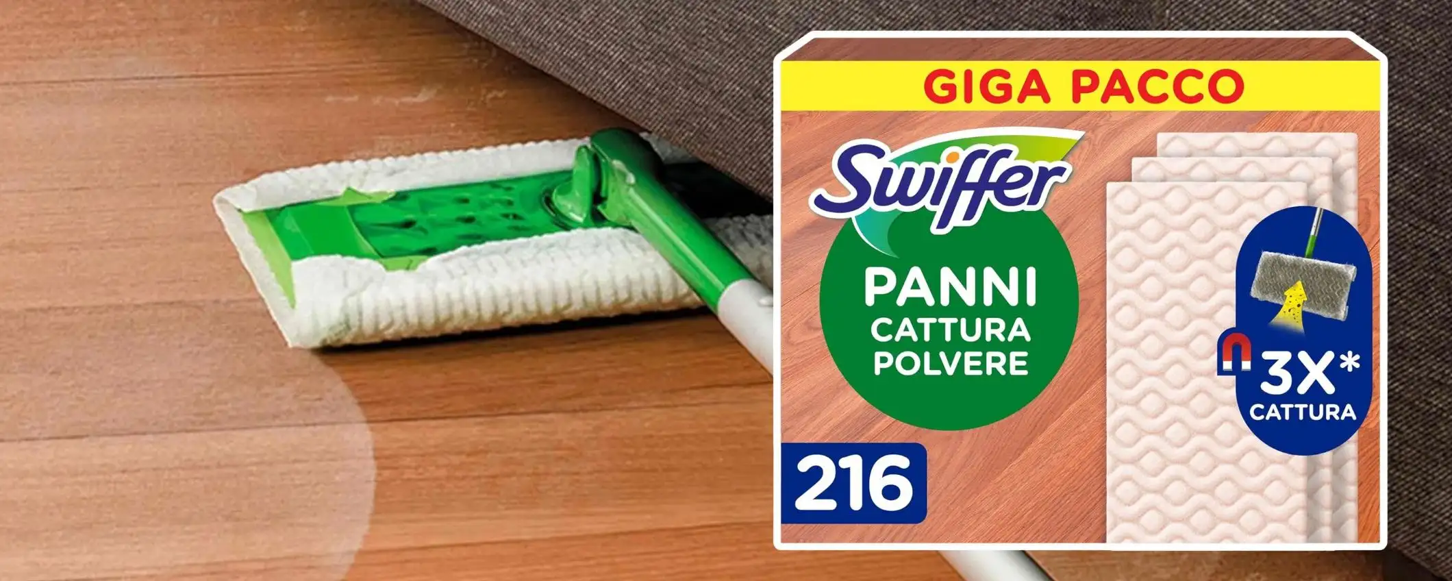 Panni cattura polvere Swiffer: prezzo SCORTA sul pacco da 216 (-50%) Panni cattura polvere Swiffer: prezzo SCORTA sul pacco da 216 (-50%)