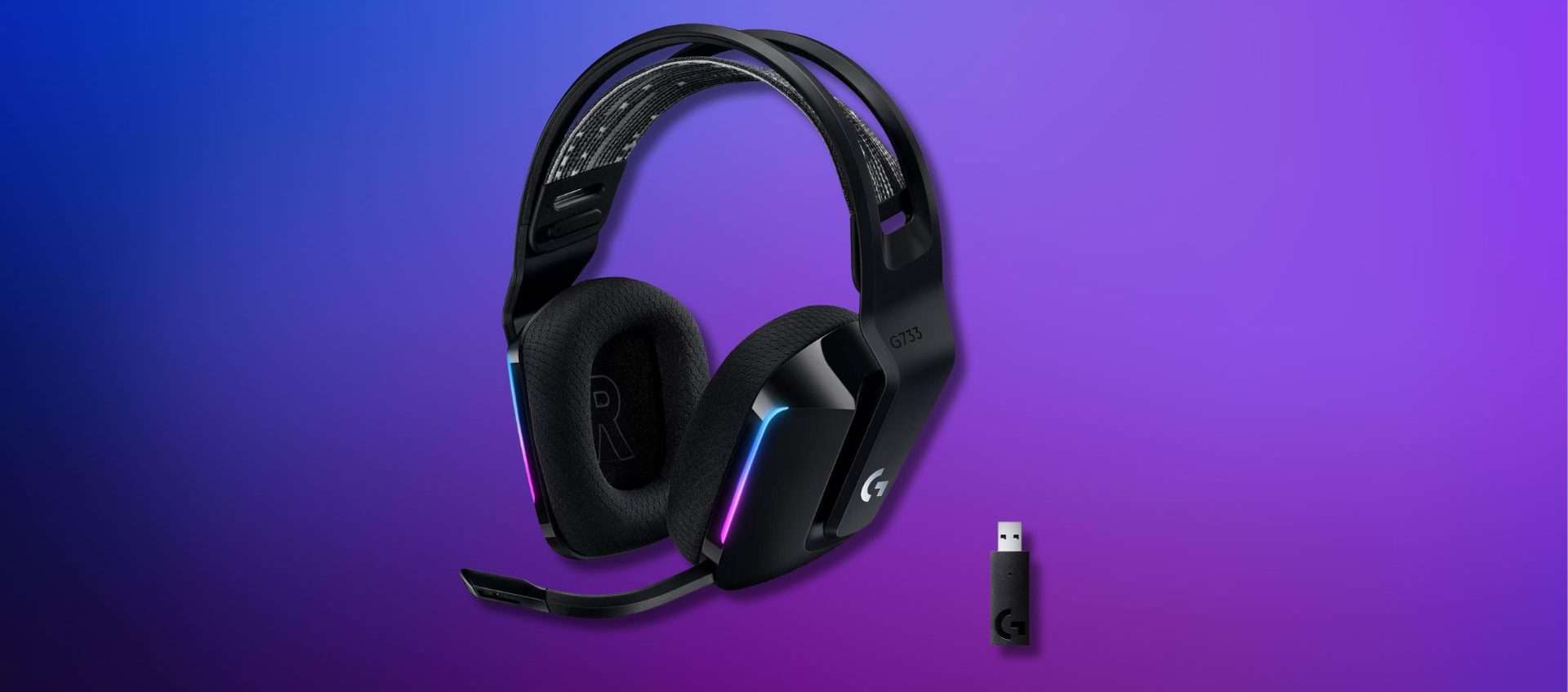 Logitech G733 Lightspeed, tue a meno di 100€: cuffie wireless gaming RGB con microfono Blue VO!CE Logitech G733 Lightspeed, tue a meno di 100€: cuffie wireless gaming RGB con microfono Blue VO!CE