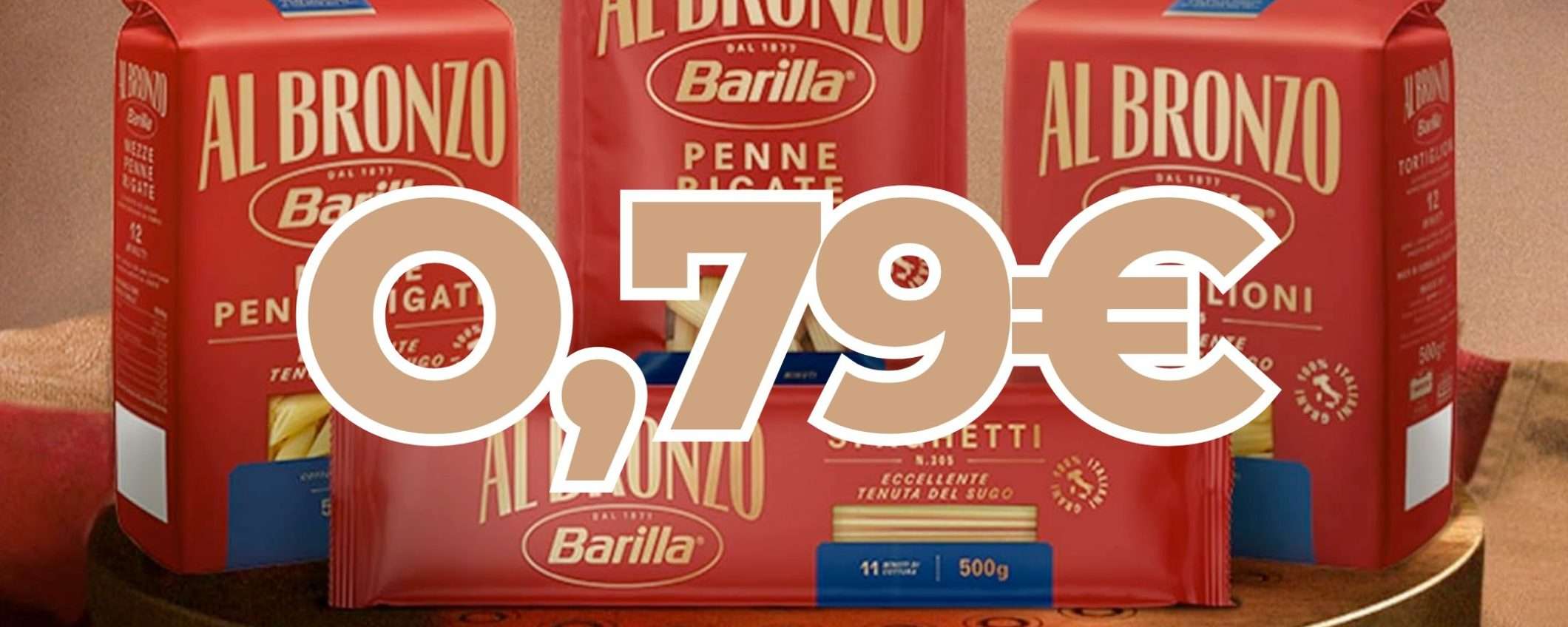 Pasta Barilla trafilata al bronzo a 0,79€ su Amazon: promo PREMIUIM SHOCK