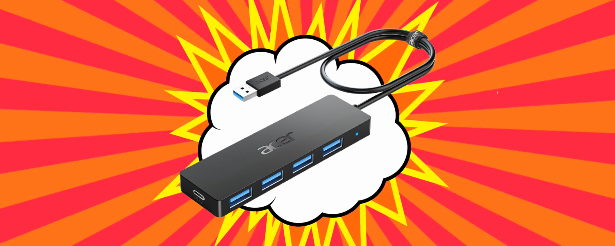 Hub USB Acer 5-in-1: con il doppio sconto Amazon lo paghi solo 10€ Hub USB Acer 5-in-1: con il doppio sconto Amazon lo paghi solo 10€