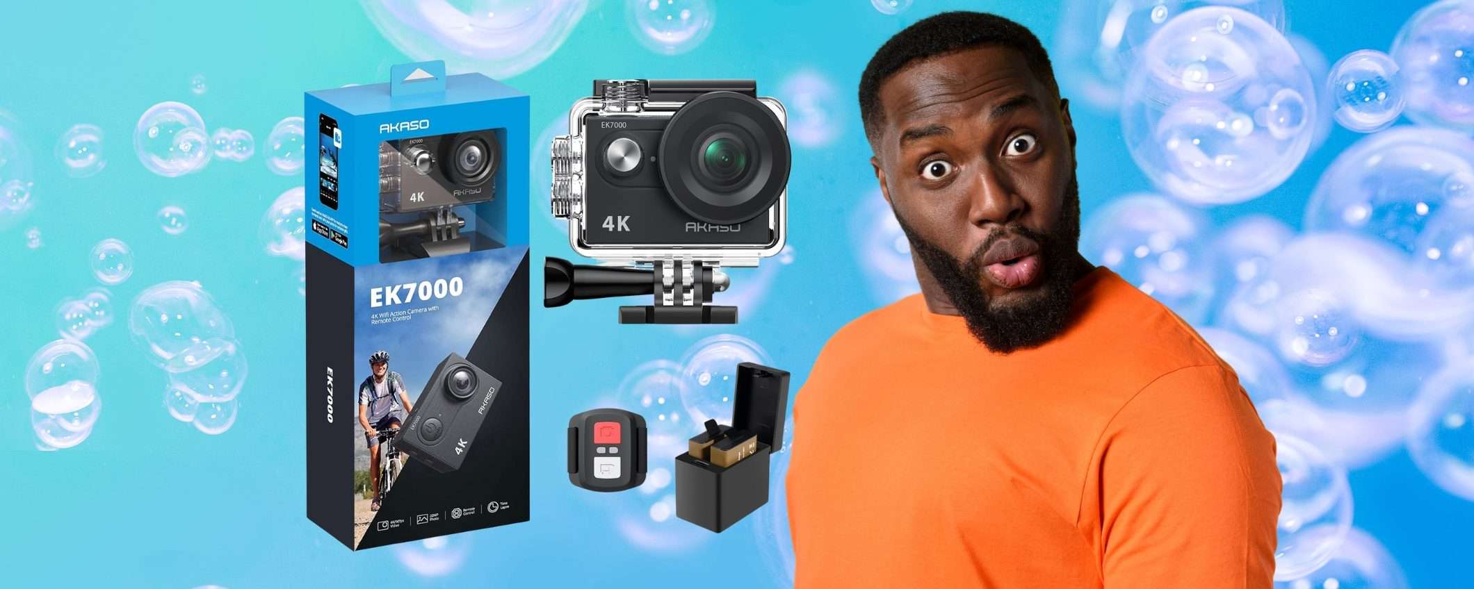 Action Cam 4K impermeabile con accessori inclusi a soli 52€ su Amazon