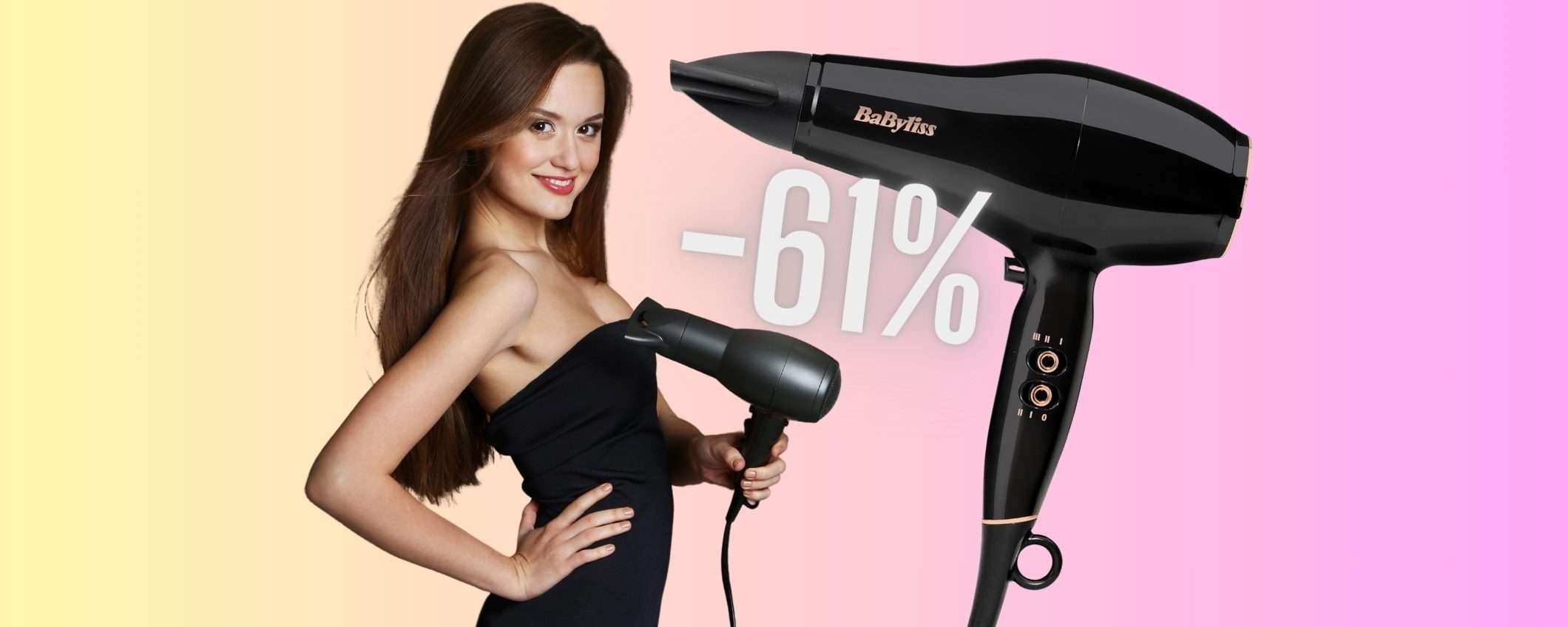 BaByliss: asciugacapelli con funzione anti-crespo, 3 temperature e 2 velocità (-61%) BaByliss: asciugacapelli con funzione anti-crespo, 3 temperature e 2 velocità (-61%)