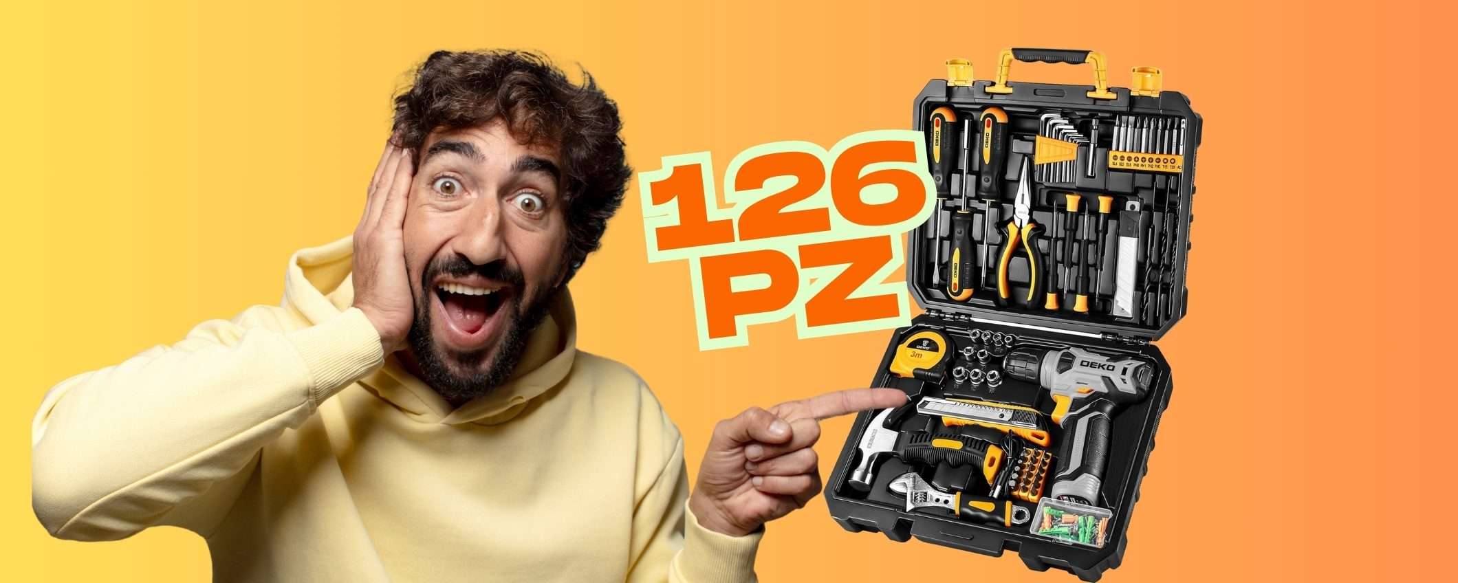 Cassetta degli attrezzi con 126 accessori, compreso un trapano avvitatore, a 40€ Cassetta degli attrezzi con 126 accessori, compreso un trapano avvitatore, a 40€