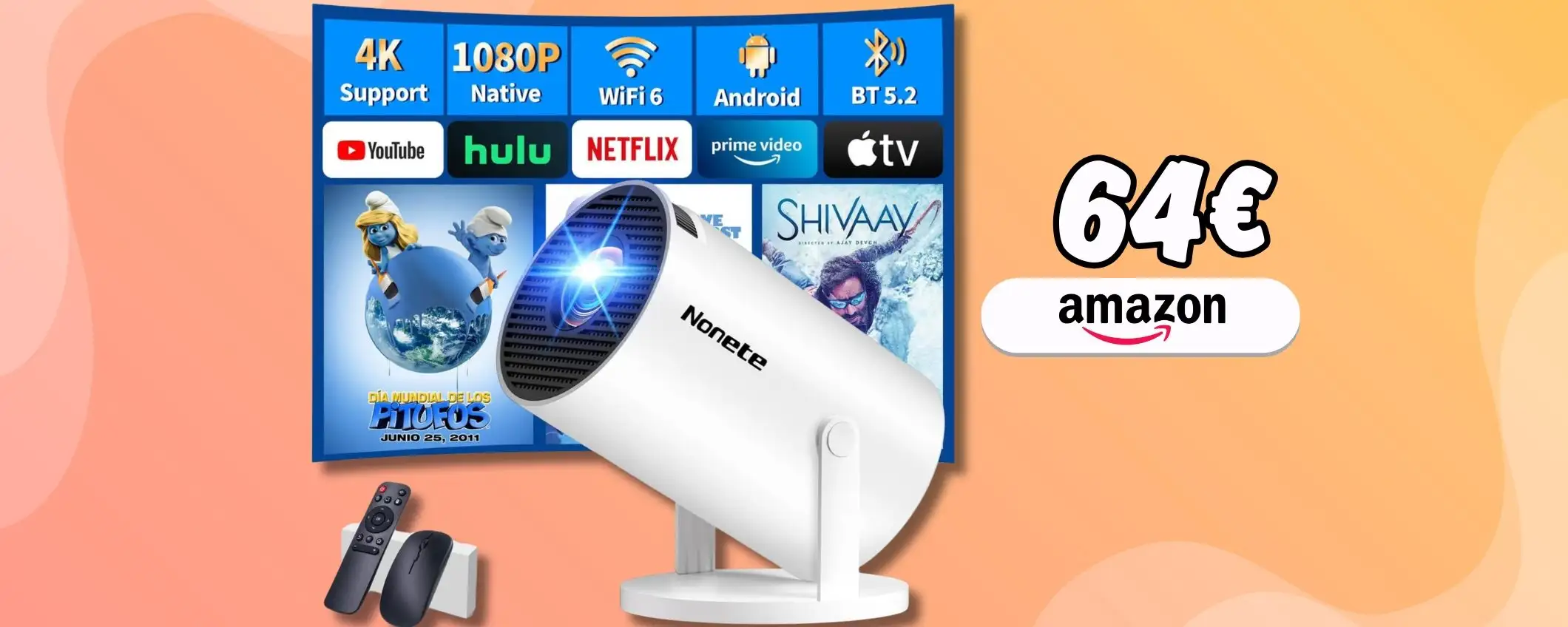 Proiettore 1080P FHD con app integrate al suo interno: è cinema a 64€ Proiettore 1080P FHD con app integrate al suo interno: è cinema a 64€