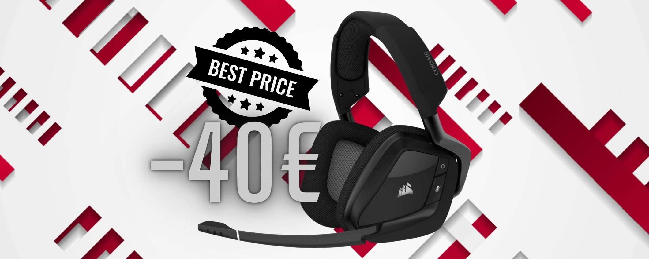 Cuffia gaming wireless con microfono Corsair VOID RGB ELITE al 36% in meno