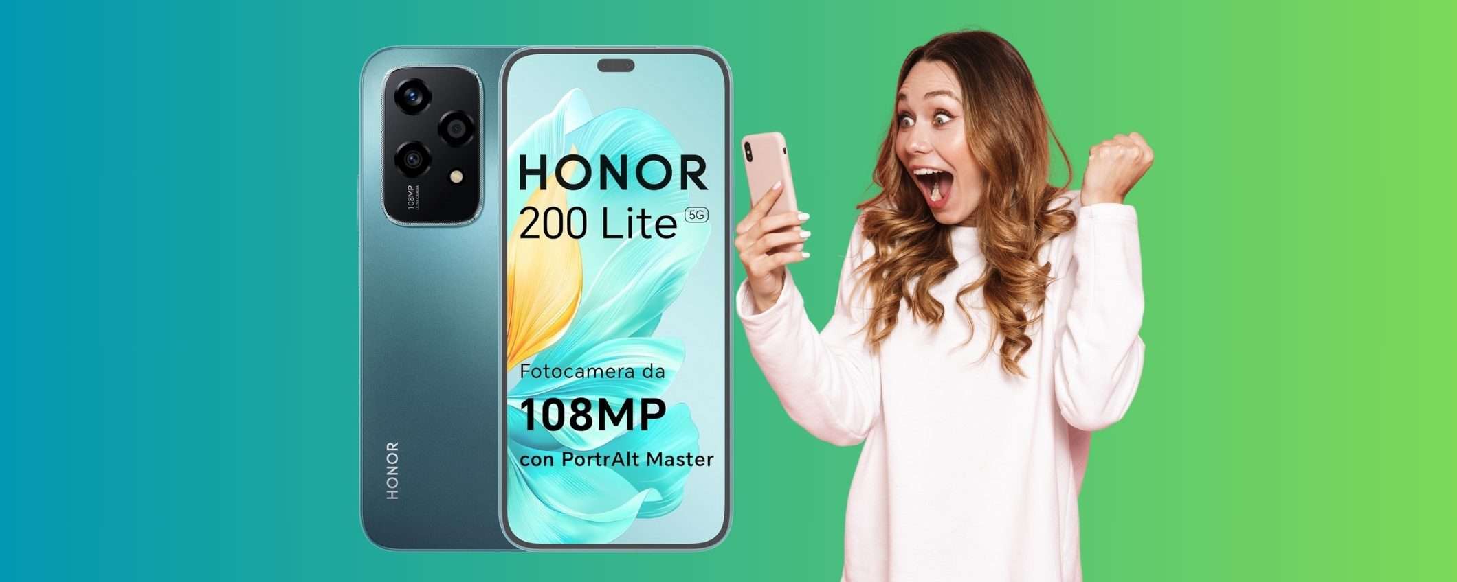 HONOR 200 Lite (8/256GB) con fotocamera da 108 MP a soli 179€ HONOR 200 Lite (8/256GB) con fotocamera da 108 MP a soli 179€