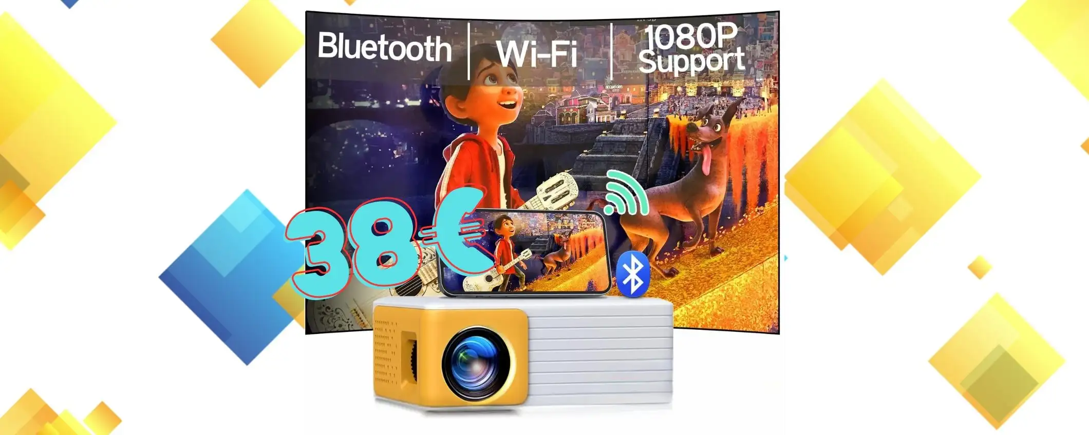 Mini proiettore WiFi per avere il cinema a casa con appena 38€ Mini proiettore WiFi per avere il cinema a casa con appena 38€