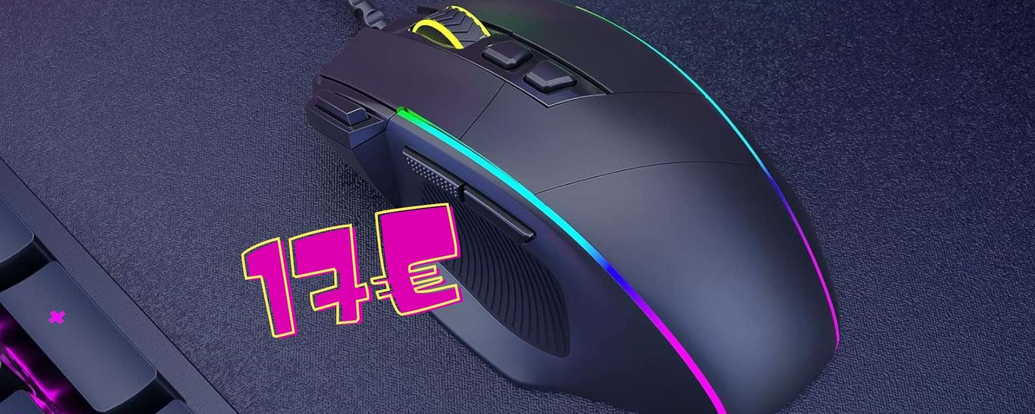 Mouse da Gaming ergonomico, con 8 pulsanti e illuminazione RGB a soli 17€ Mouse da Gaming ergonomico, con 8 pulsanti e illuminazione RGB a soli 17€