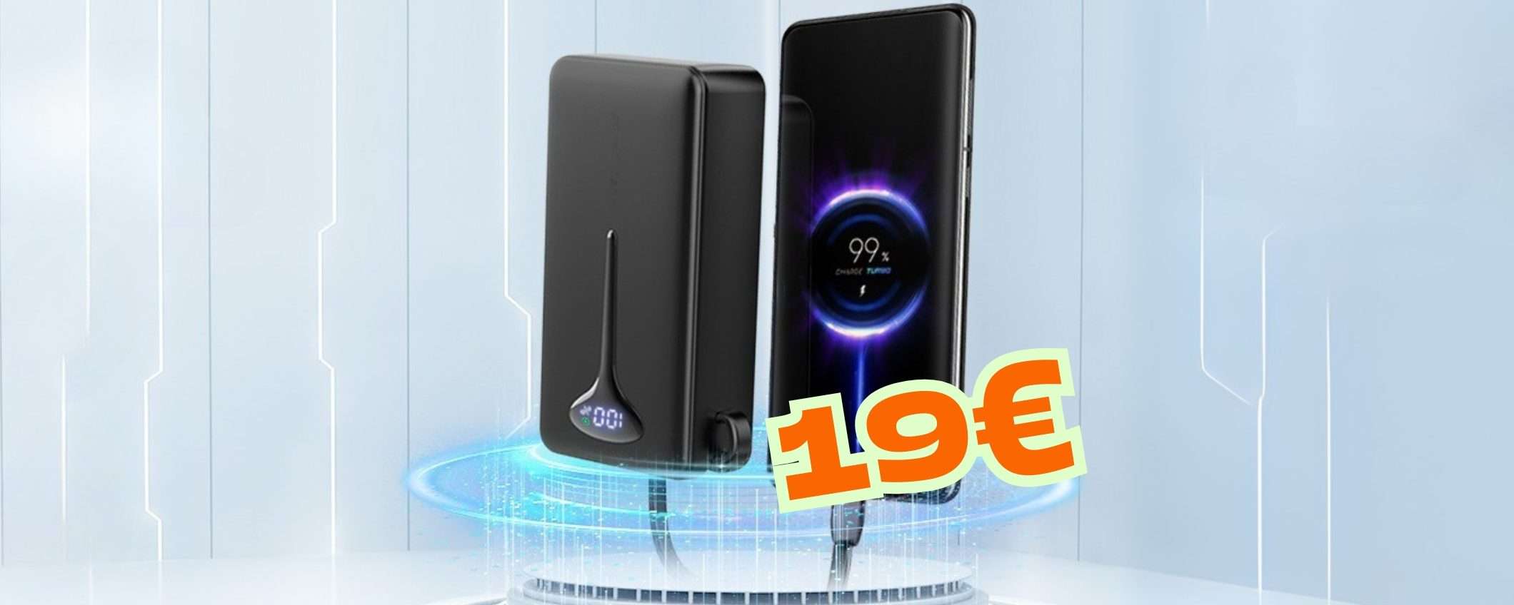 Power Bank con cavo integrato, 2 uscite e capacità da 10000mAh a 19€ Power Bank con cavo integrato, 2 uscite e capacità da 10000mAh a 19€