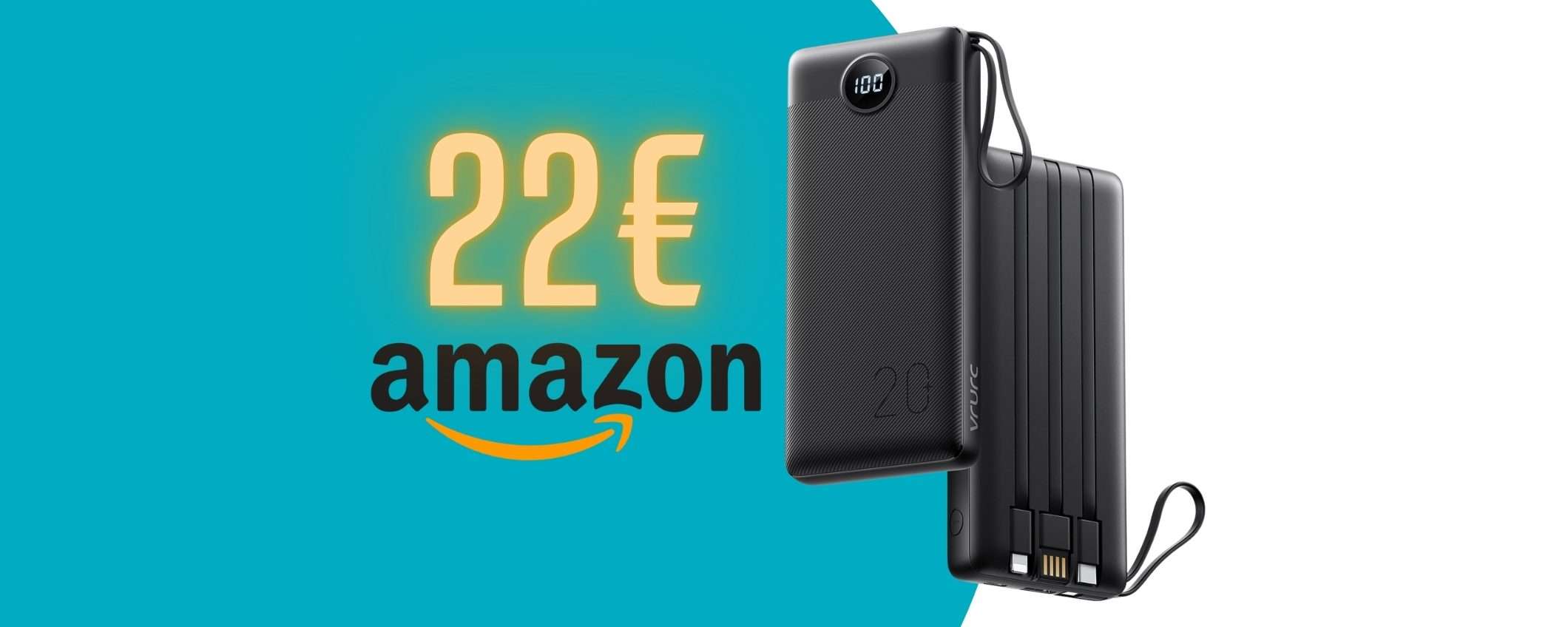 Power Bank da 20000mAh con 4 cavi integrati a SOLI 22€ Power Bank da 20000mAh con 4 cavi integrati a SOLI 22€