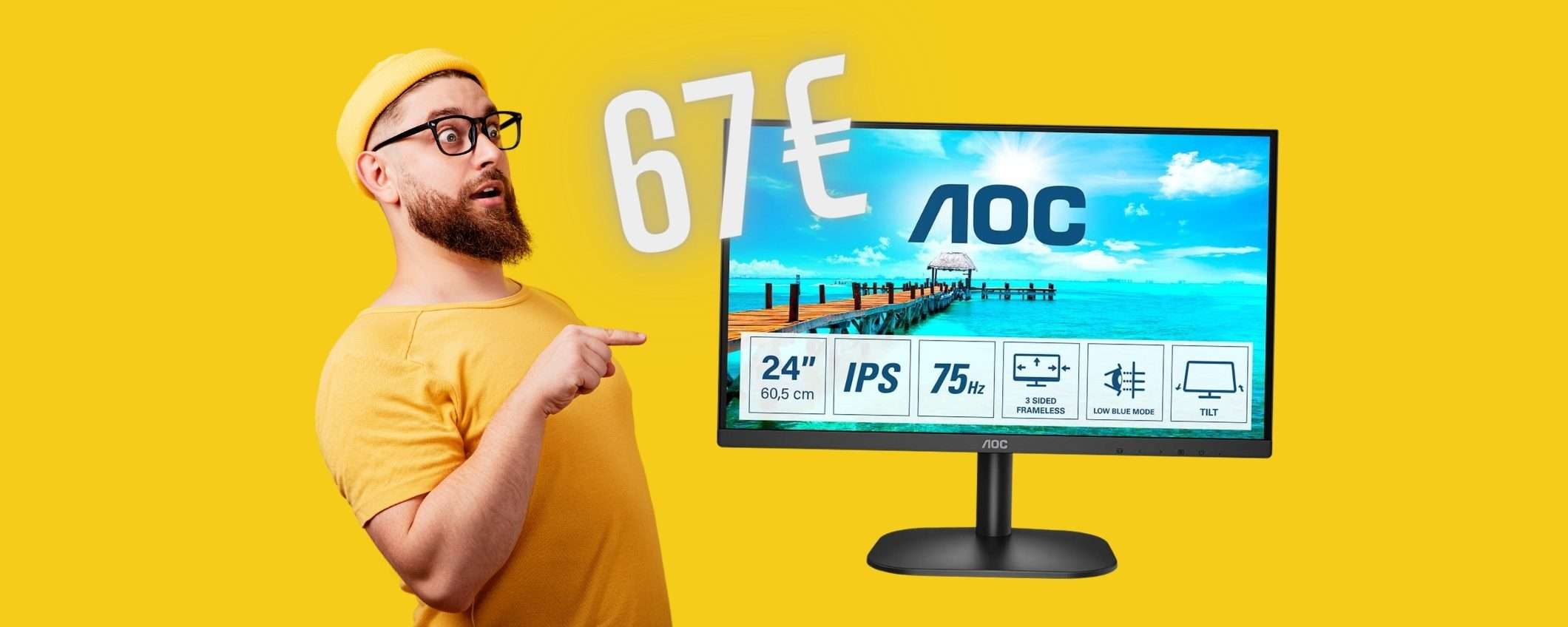 PREZZO REGALO Amazon per questo monitor AOC da 23,8 pollici (solo 67€) PREZZO REGALO Amazon per questo monitor AOC da 23,8 pollici (solo 67€)