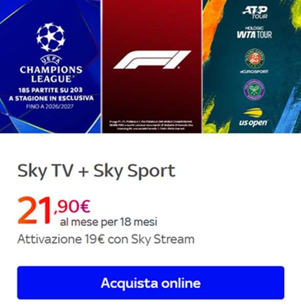 sky sport offerta 21,90 euro