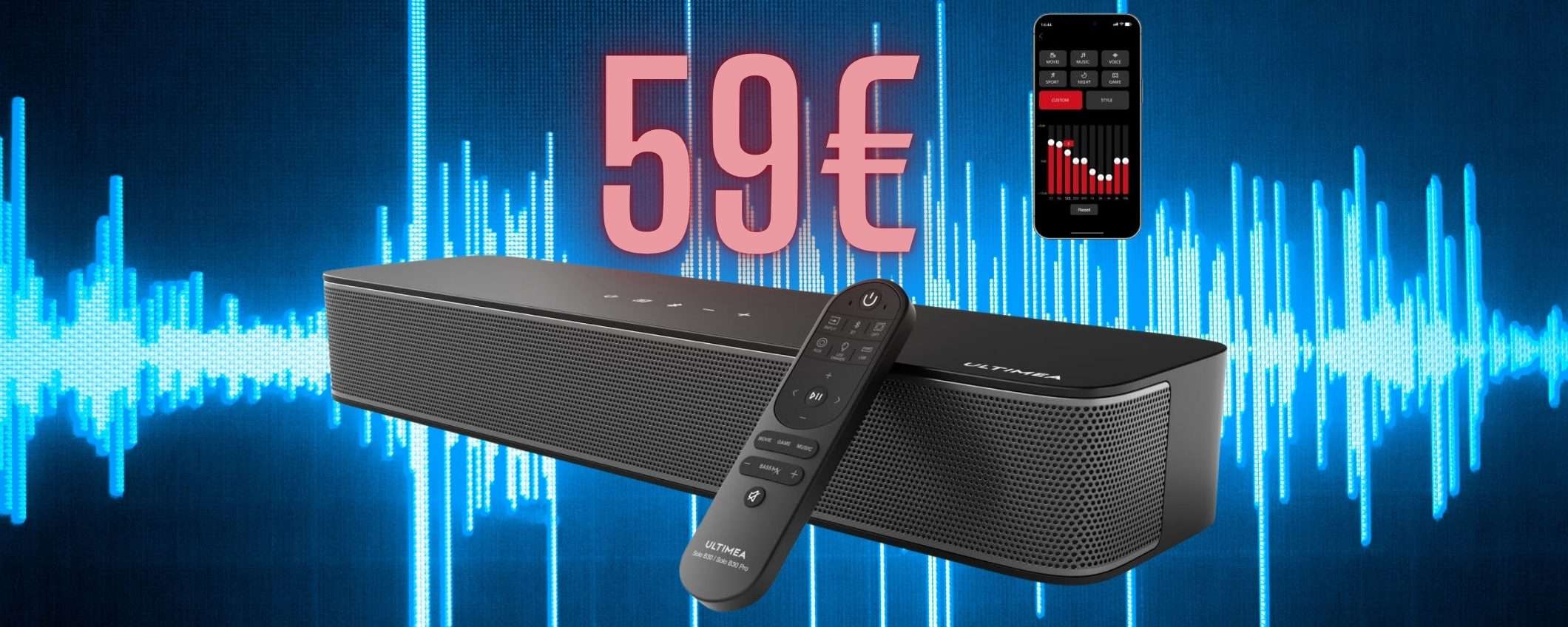 Soundbar con subwoofer integrato e controllo tramite App oggi a soli 59€ Soundbar con subwoofer integrato e controllo tramite App oggi a soli 59€
