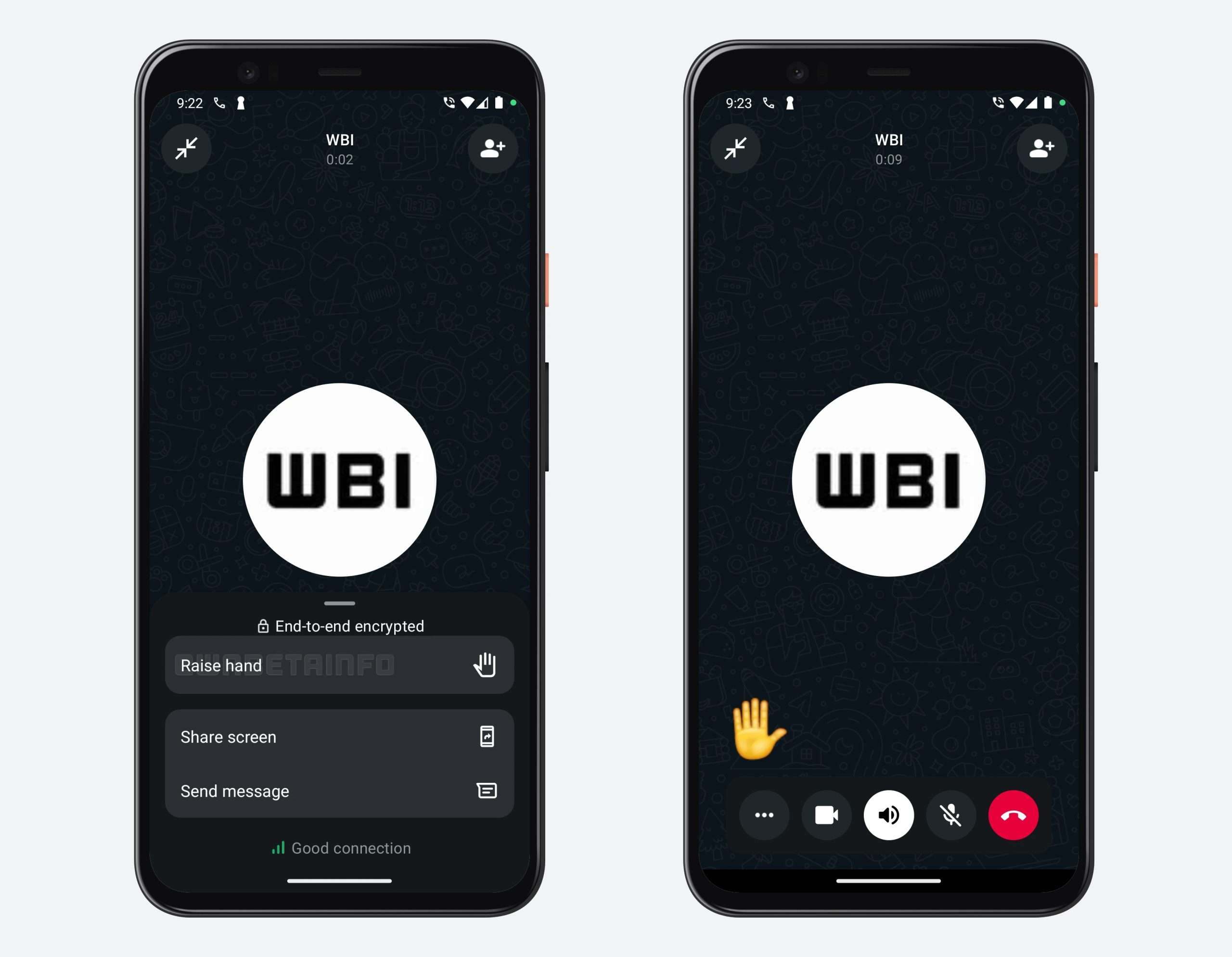 whatsapp emoji mano alzata videochiamate