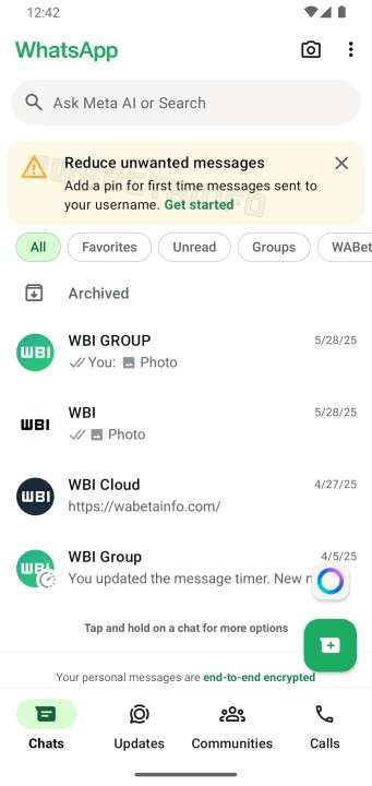 whatsapp pin chat