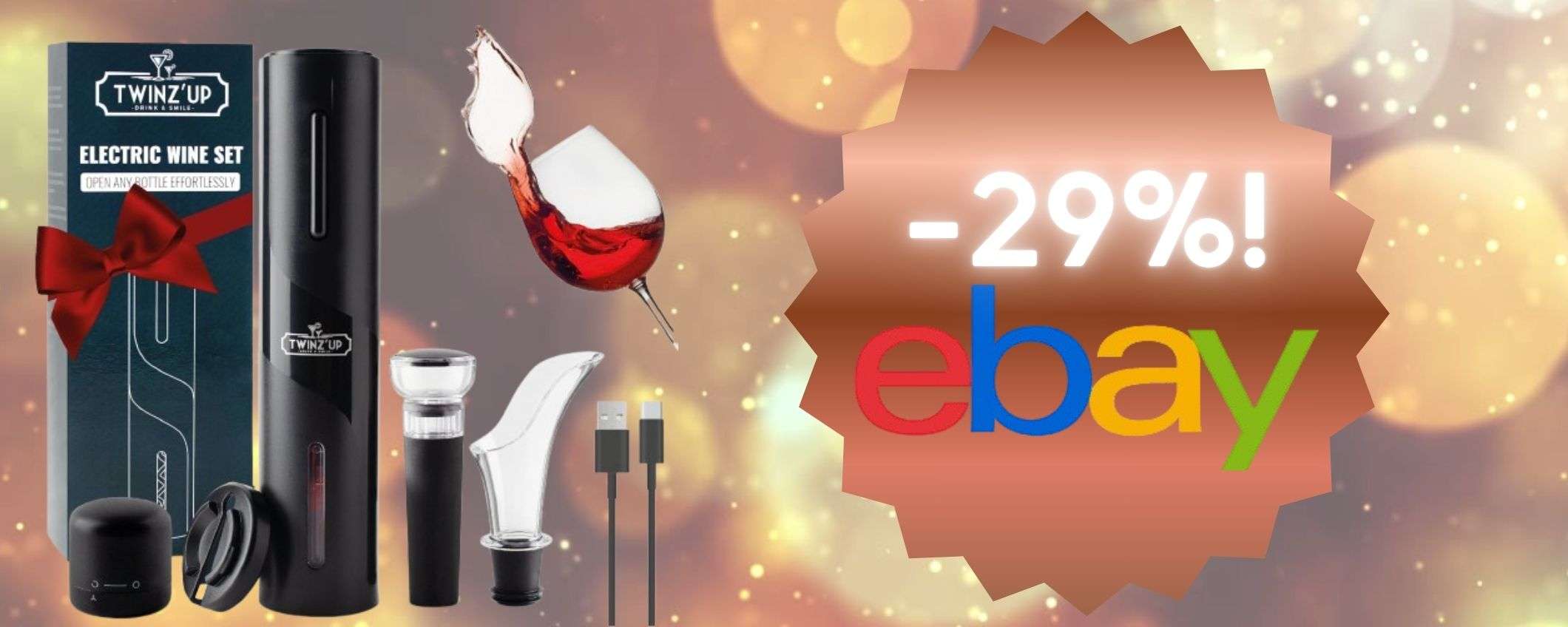 Il regalo perfetto per gli amanti del vino: cavatappi elettrico + accessori in PROMO limitata!