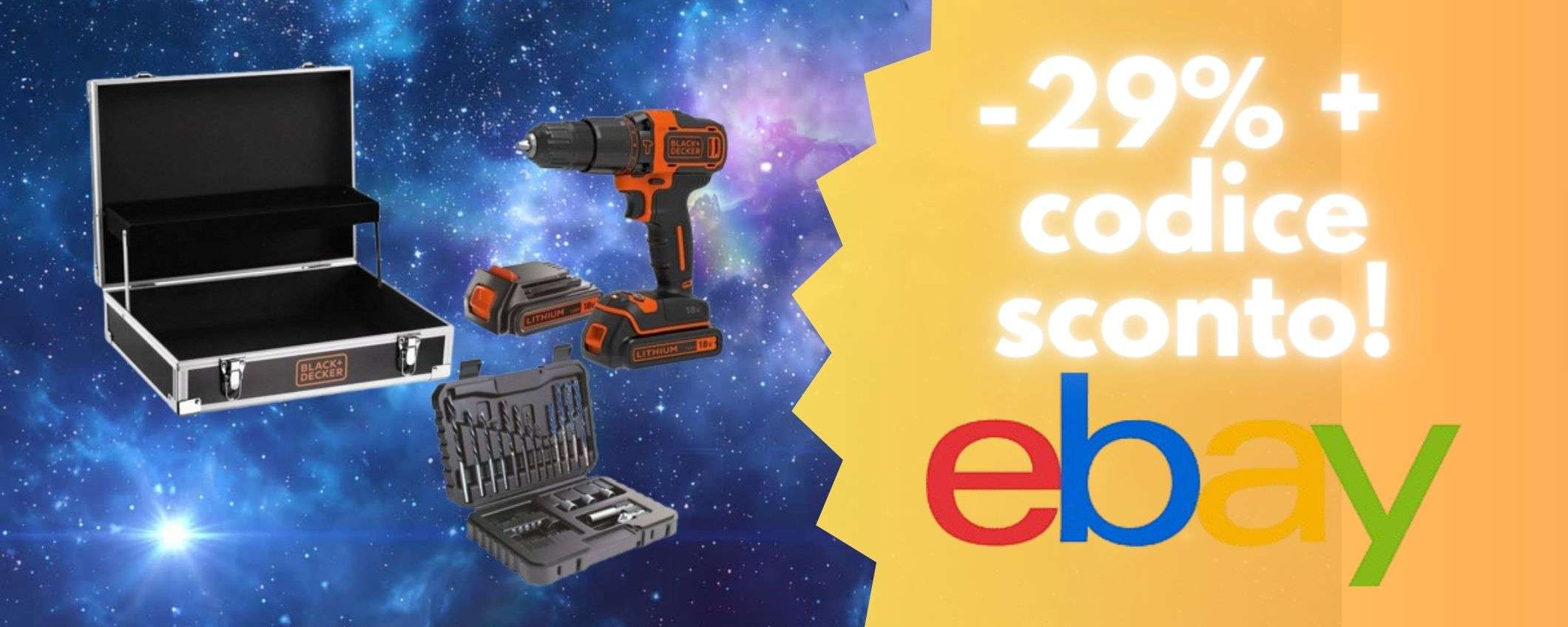 Trapano Black+Decker con kit completo: doppia batteria e valigetta premium, offerta imperdibile!