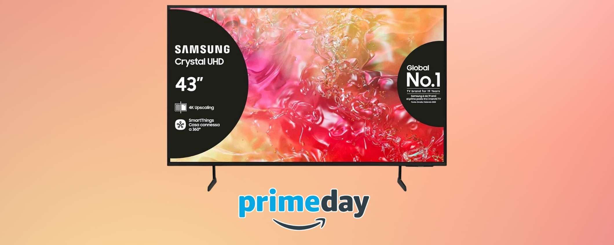Smart TV Samsung 43 pollici 4K: offerta lampo Prime Day da PRENDERE AL VOLO
