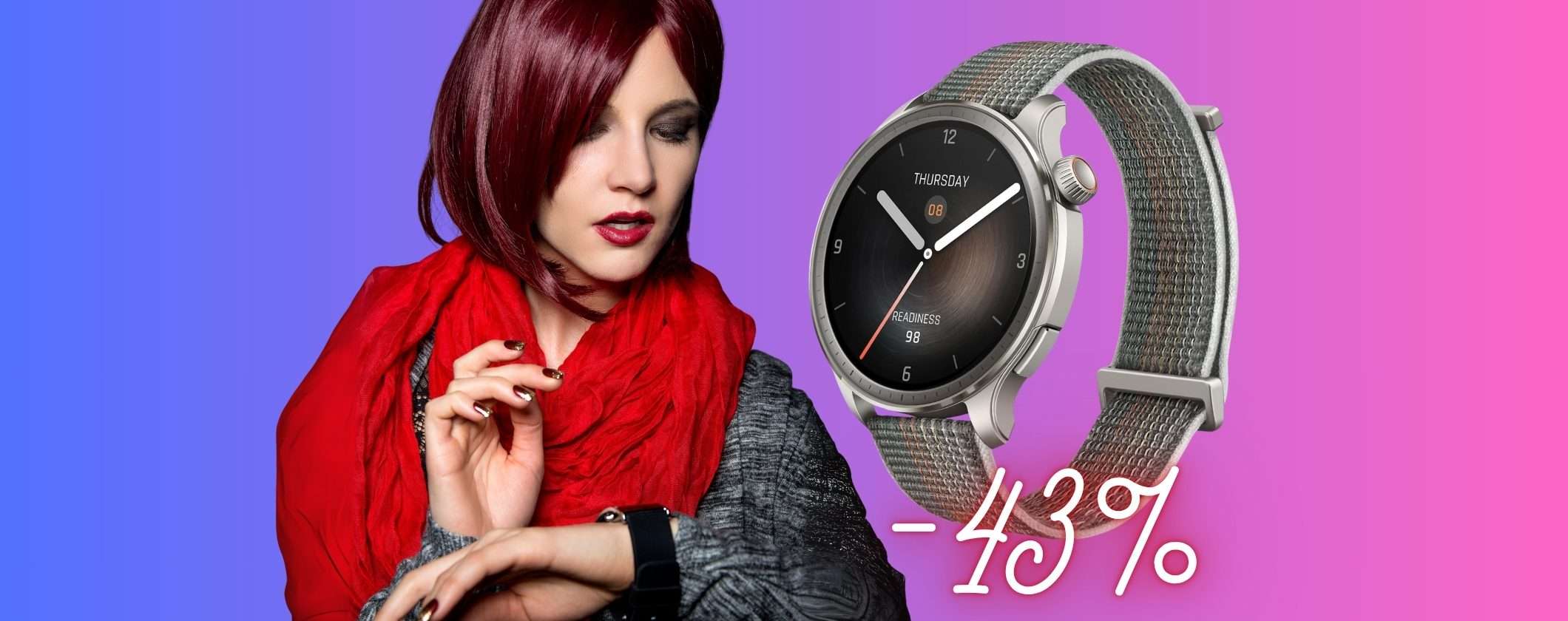 Amazfit Balance da 46mm, 14gg di autonomia e 150 modalità sportive (-43%)