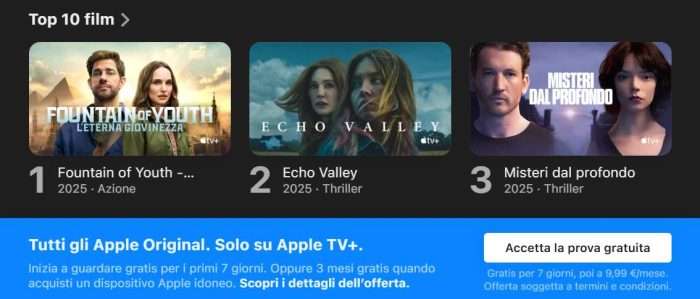 apple tv prova gratis