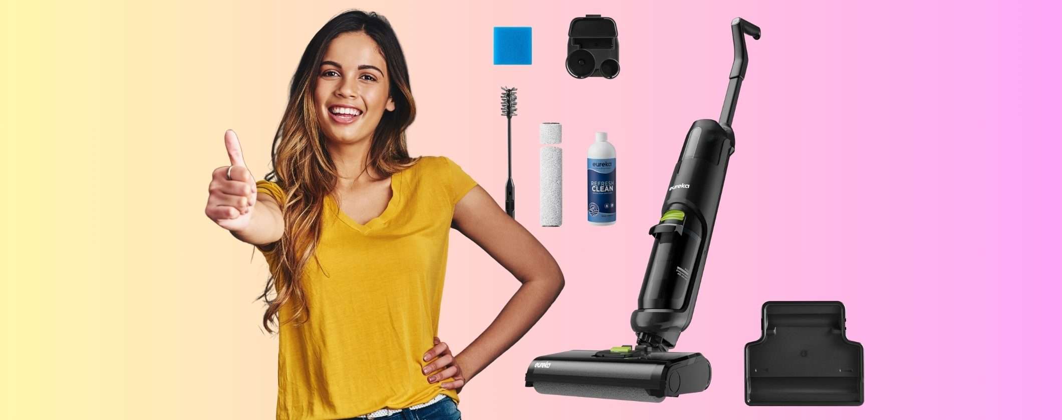 Aspirapolvere lavapavimenti con spazzola autopulente per stanze che brillano Aspirapolvere lavapavimenti con spazzola autopulente per stanze che brillano
