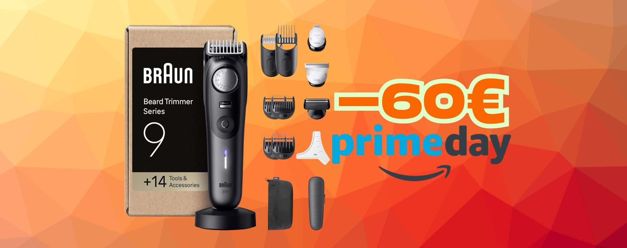 Braun Serie 9: regolabarba con selettore di precisione e 14 strumenti (-38%)