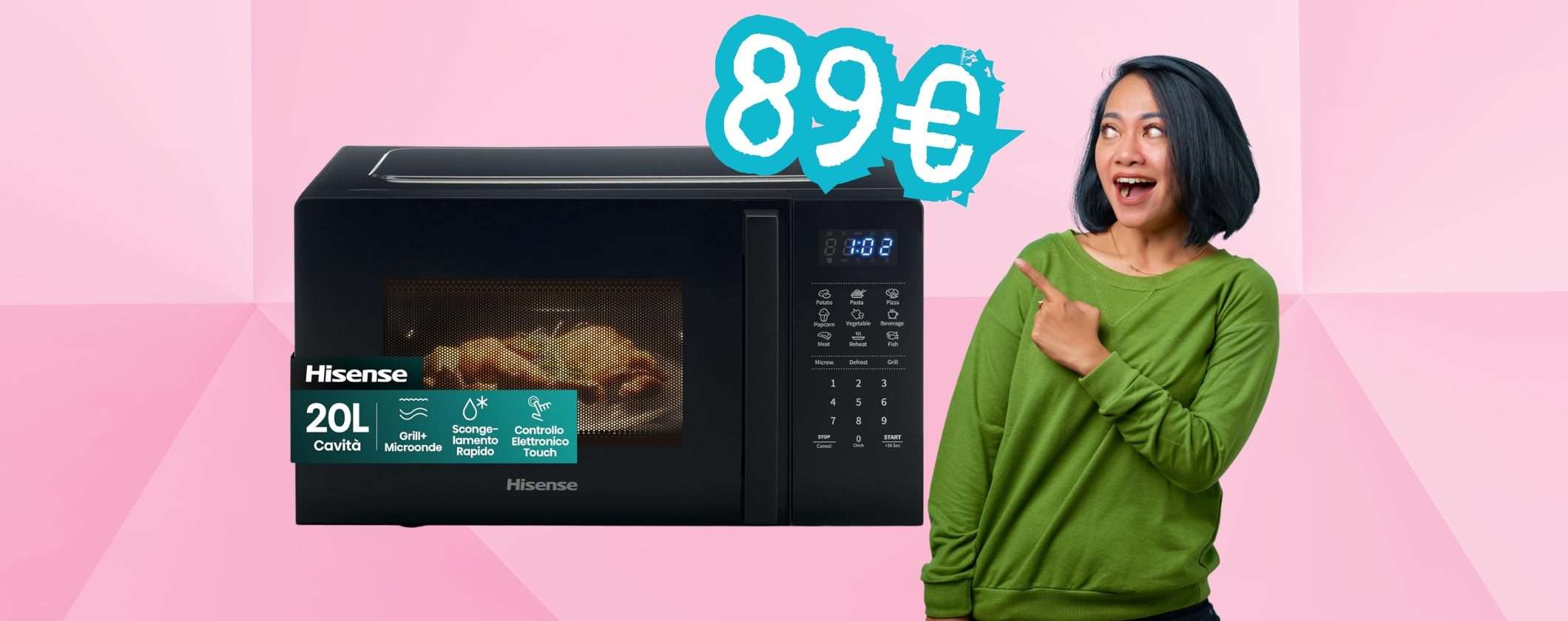 Forno microonde Hisense da 20L, 700W, comandi touch e display LED (89€) Forno microonde Hisense da 20L, 700W, comandi touch e display LED (89€)