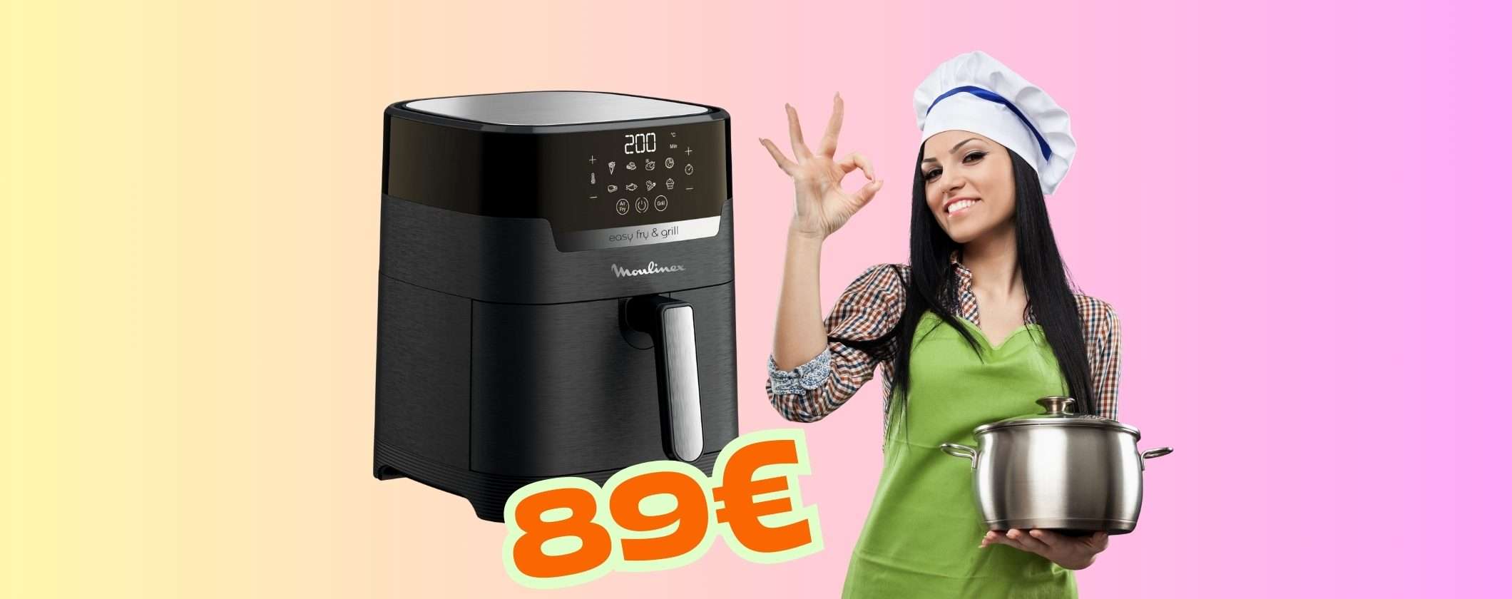 Friggitrice ad aria Moulinex da 4,6L con display touch e 8 programmi (-44%) Friggitrice ad aria Moulinex da 4,6L con display touch e 8 programmi (-44%)