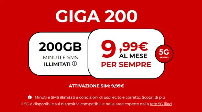 iliad giga200 offerta