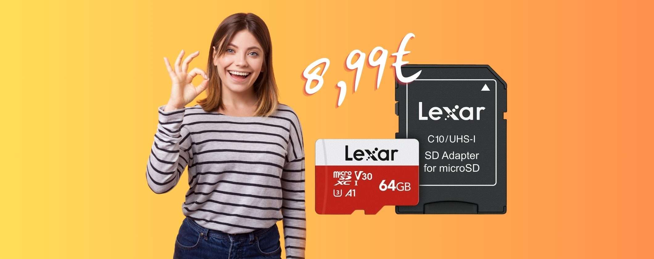 MicroSD Lexar da 64 GB con velocità eccezionale e classe A1 tua a soli 8,99€ MicroSD Lexar da 64 GB con velocità eccezionale e classe A1 tua a soli 8,99€
