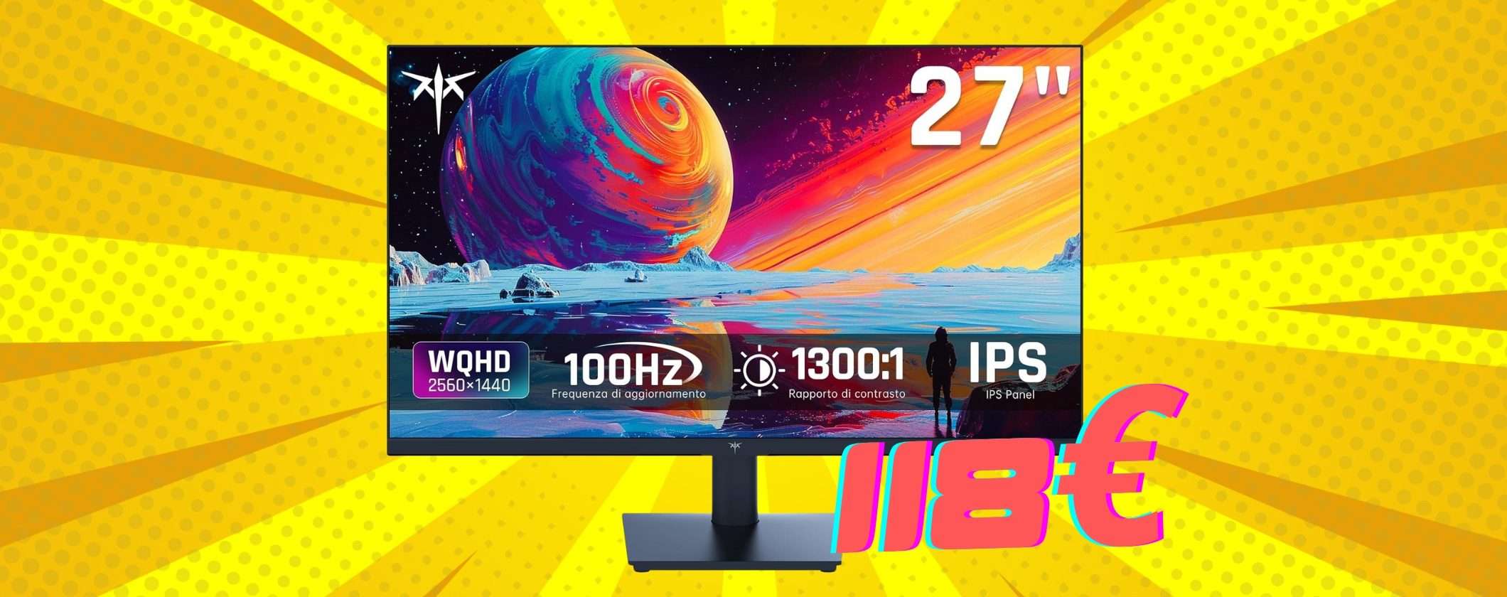 Monitor da 27 pollici QHD a 100Hz con pannello IPS tuo a soli 118€