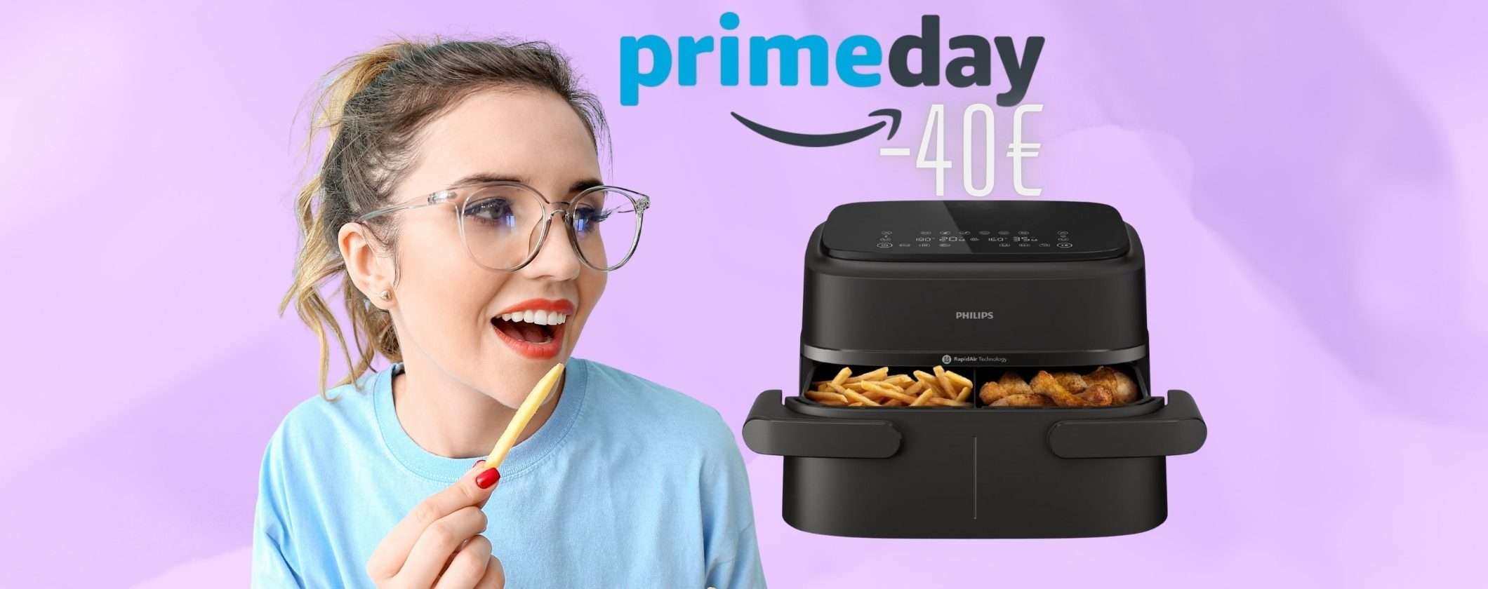 Philips Airfryer Serie 1000: friggitrice ad aria da 7,1L con doppio cestello (-40€)