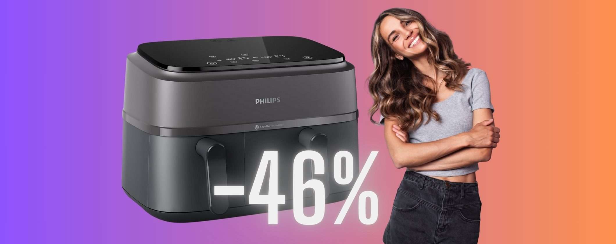 Philips Airfryer Serie 3000 con doppio cestello da 9L a un super pezzo