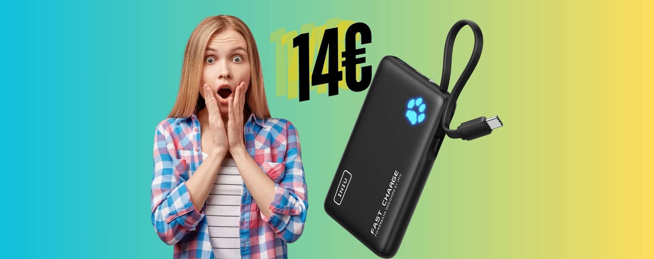Power Bank super sottile con cavo integrato in DOPPIO SCONTO (14€) Power Bank super sottile con cavo integrato in DOPPIO SCONTO (14€)