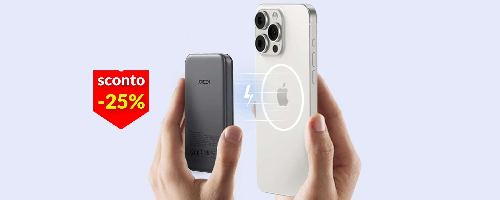 Powerbank magnetica per iPhone a soli 22€: compatta, leggera e veloce