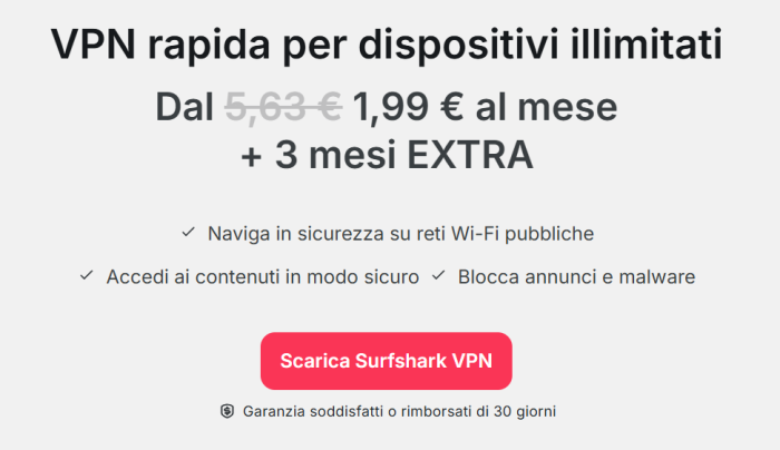 surfshark vpn offerta