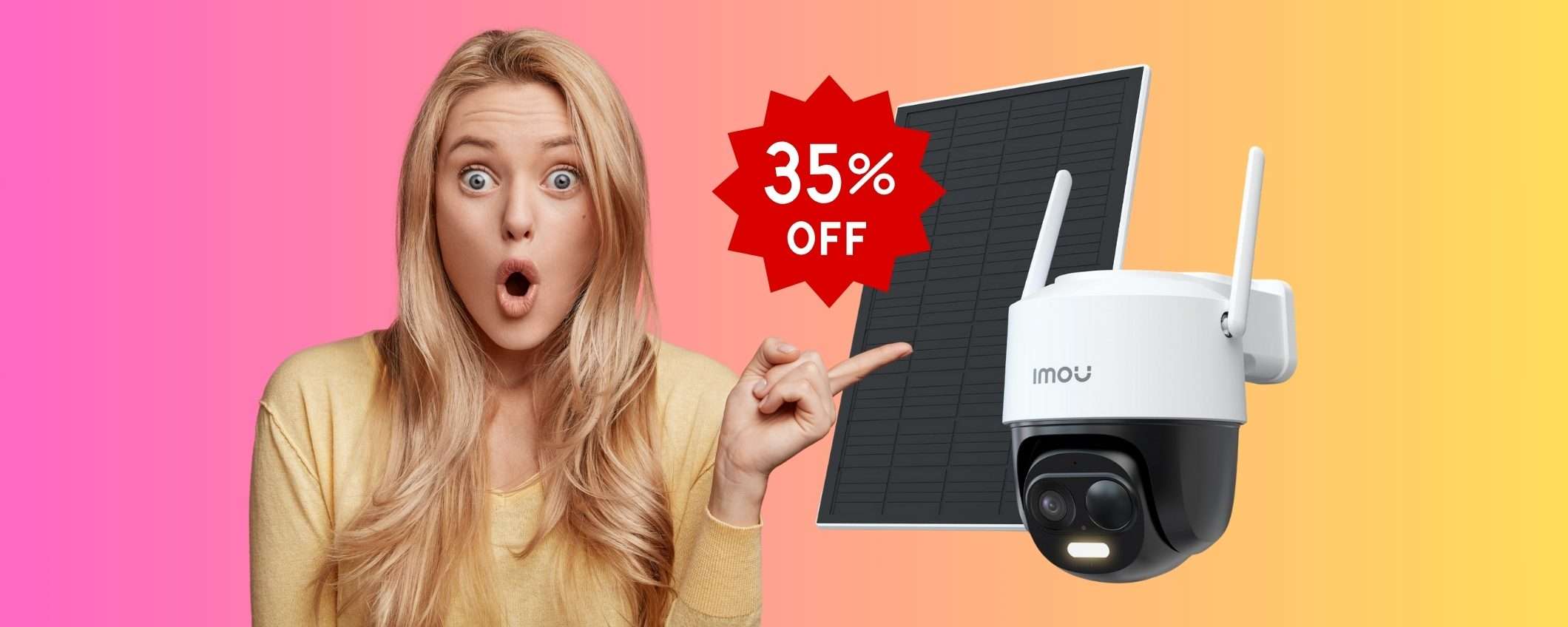 Telecamera di sicurezza WiFi con pannello solare e risoluzione 2K (-35%)