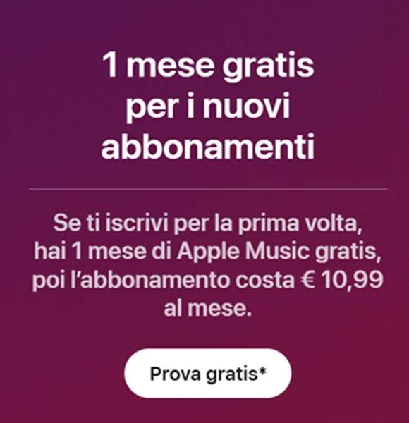 un mese gratis per i nuovi abbonamenti apple music