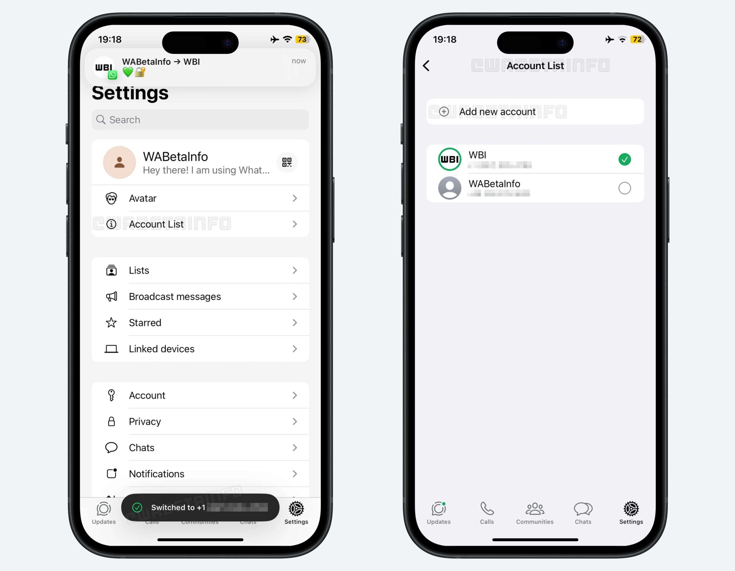 whatsapp cambiare account