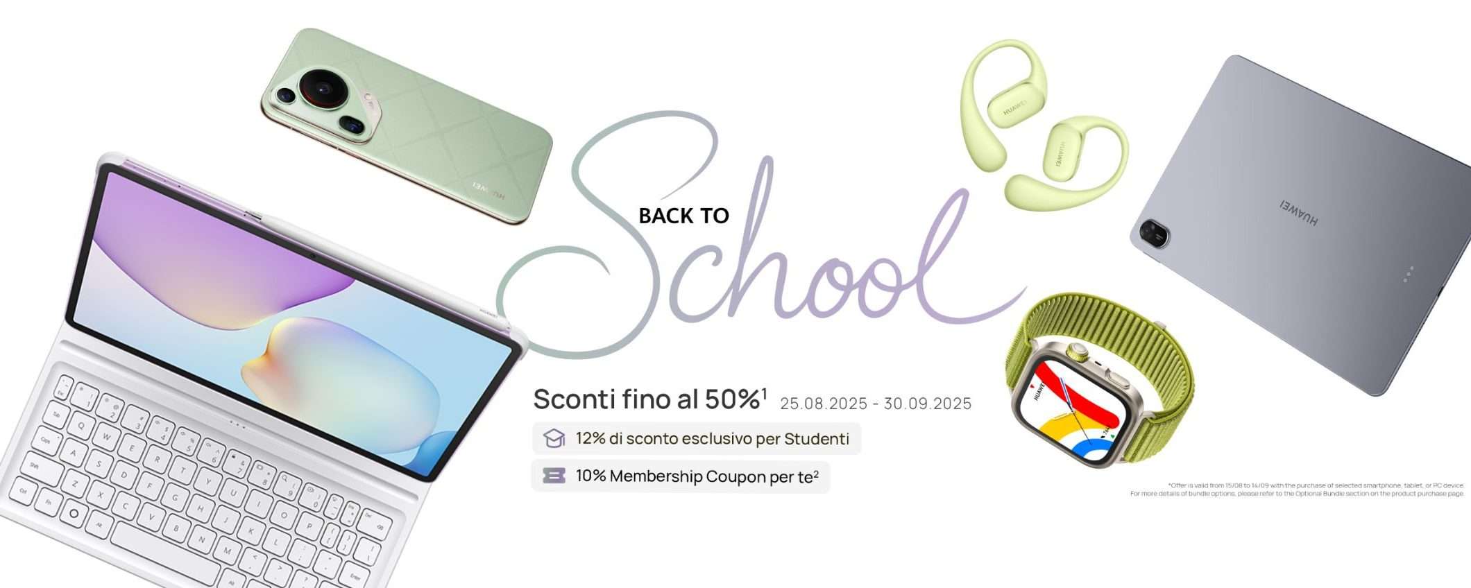 HUAWEI Back to School: fino al -50% su PC, tablet, cuffie e non solo HUAWEI Back to School: fino al -50% su PC, tablet, cuffie e non solo