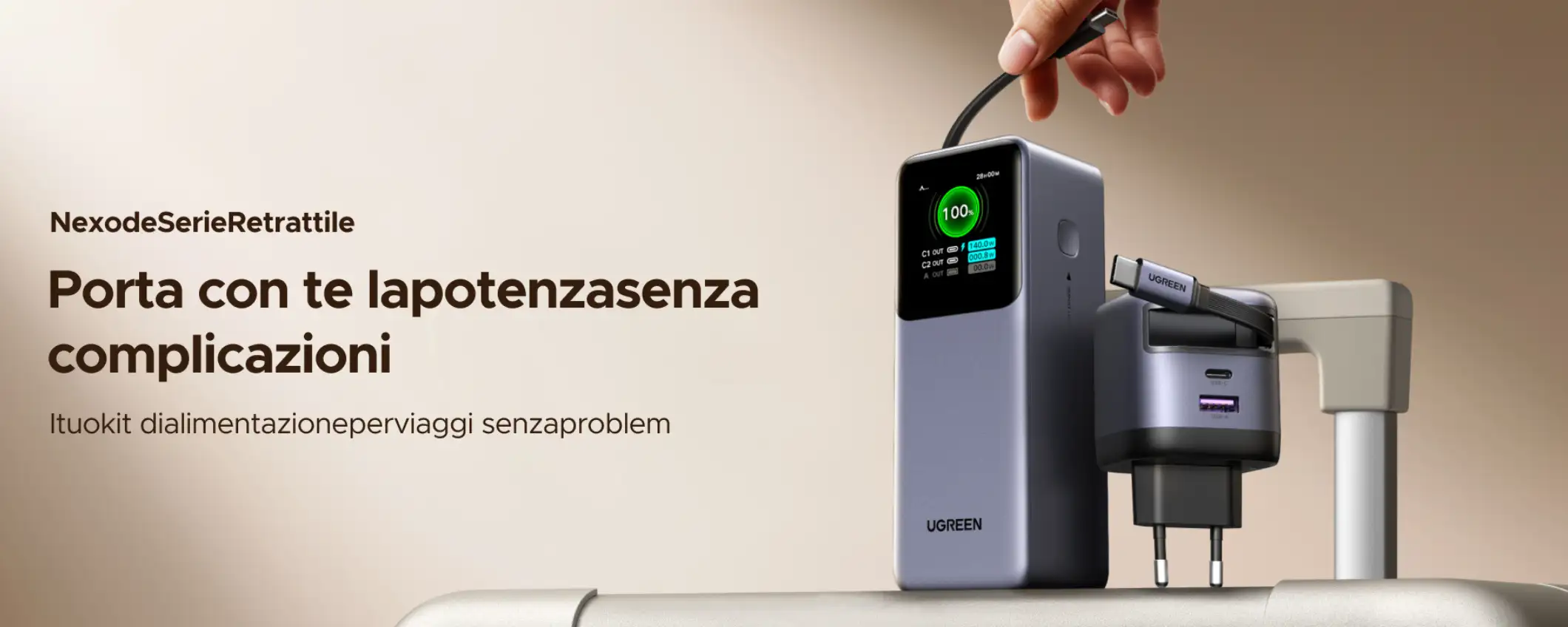 UGREEN Nexode Retractable Series: addio cavi aggrovigliati, benvenuta ricarica smart