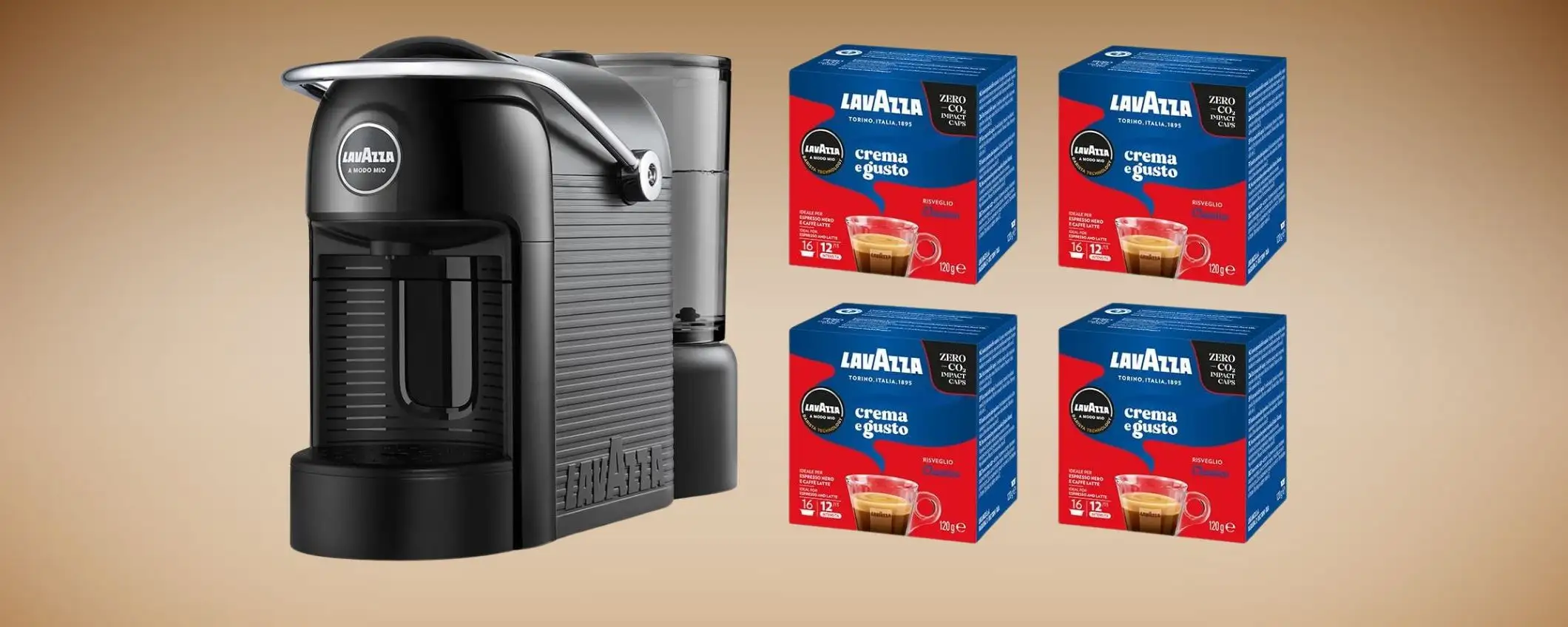 Macchina per caffè Lavazza Jolie Evo in offerta con 64 capsule incluse Macchina per caffè Lavazza Jolie Evo in offerta con 64 capsule incluse