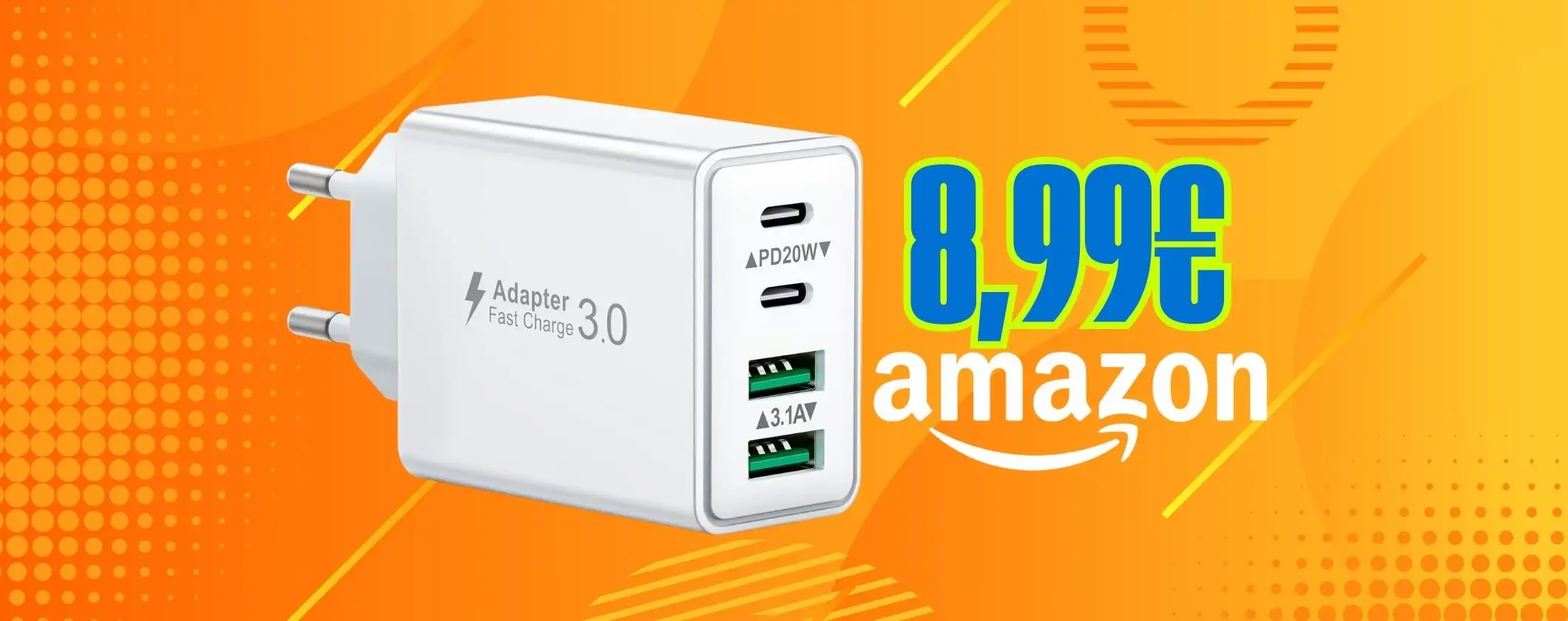 Appena 8,99€ su Amazon per questo caricatore USB da 40W con 4 porte Appena 8,99€ su Amazon per questo caricatore USB da 40W con 4 porte
