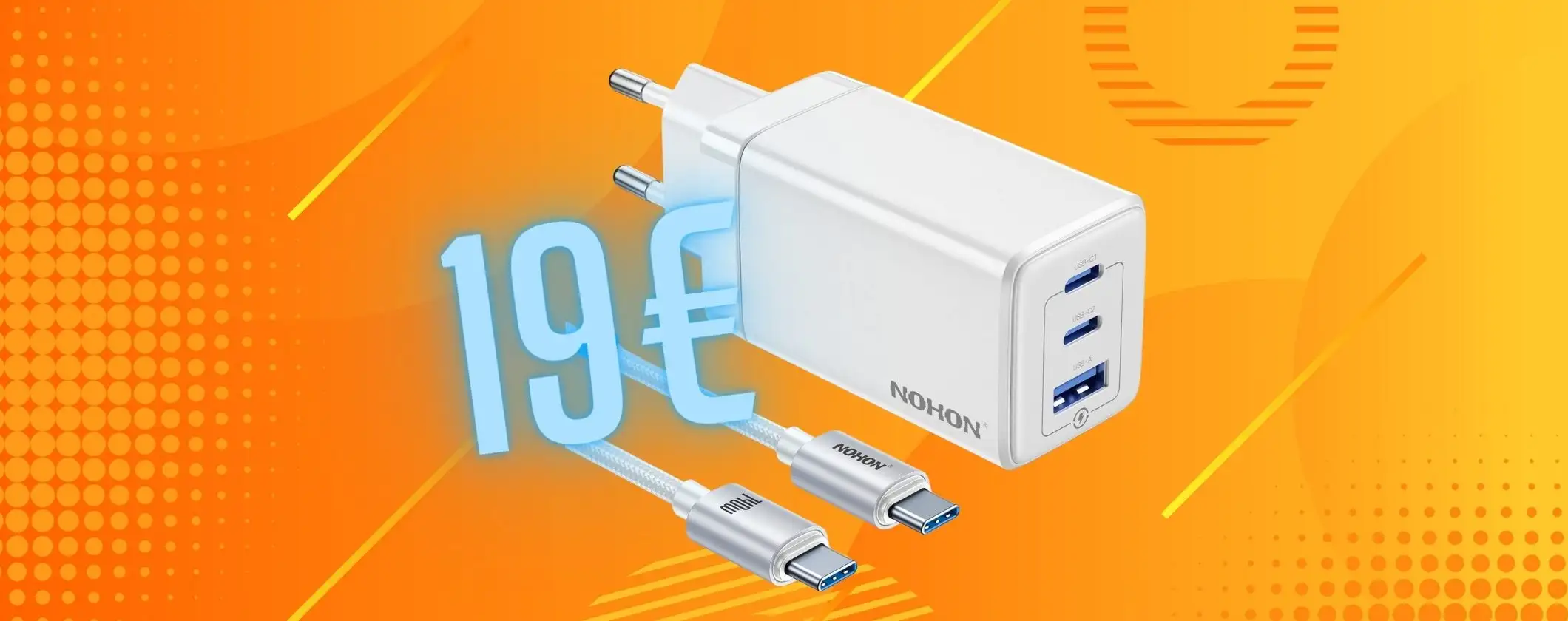Caricatore USB con ricarica super da 140W e tripla uscita ora al 50%